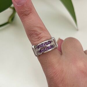 NEW Sterling Silver Purple Stone Ring, 925, Size 9